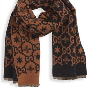 GUCCI Bee Wool & Silk Scarf